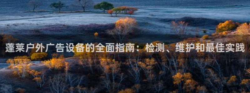 杏宇平台代理怎么样：蓬莱户外广告设备的全面指南：检测、维护和最佳实践