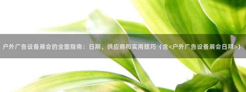 杏宇官方平台官网下载：户外广告设备展会的全面指南：日期、供应商和实用技巧（含<户外广告设备展会日期>）
